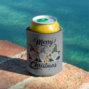 Merry Christmas Gnomes Cute Xmas Holiday Tree Can Cooler