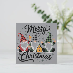 Merry Christmas Gnomes Cute Xmas Holiday Tree Card