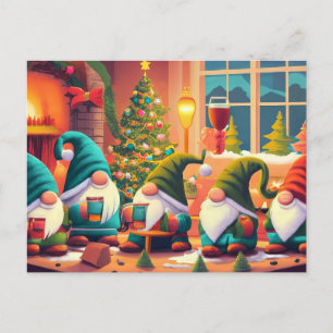 Merry Christmas, gnomes drink Christmas drinks Postcard