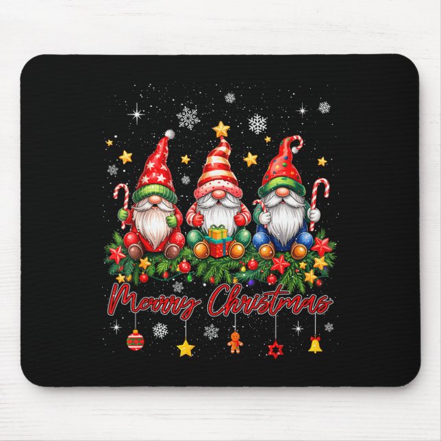 Merry Christmas Gnomes Family Candy Cane Holiday X Mouse Mat (Front)