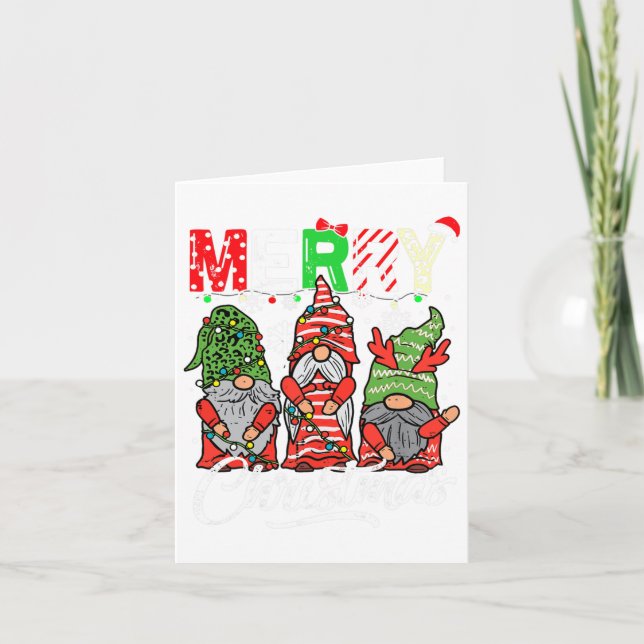 Merry Christmas Gnomes Family Christmas S For Wome Card (Front)