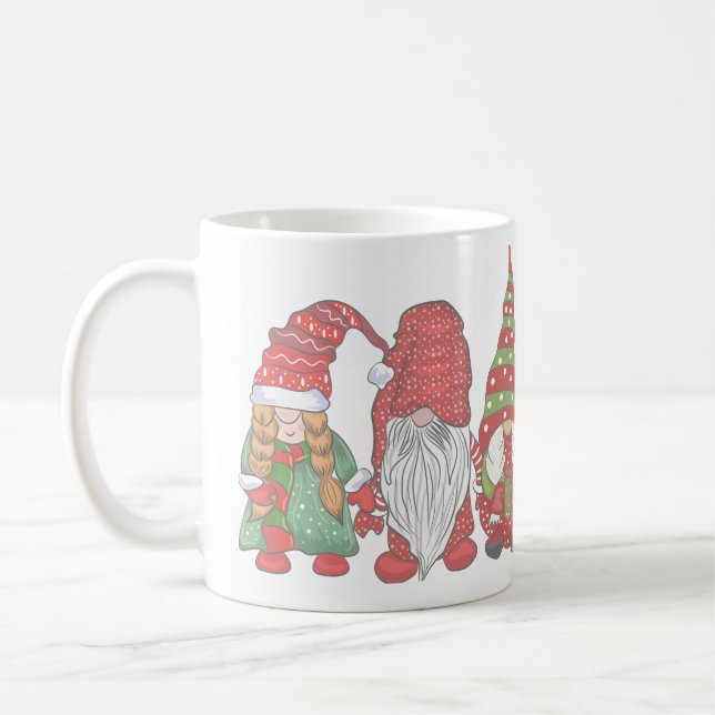 Merry Christmas Gnomes For Xmas Holiday Gift Coffee Mug (Left)