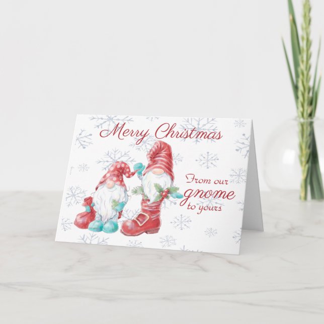 Merry Christmas Gnomes Fun Card (Front)