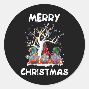 Merry Christmas Gnomes Fun Xmas Family Men Women Classic Round Sticker