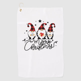 merry christmas gnomes golf towel