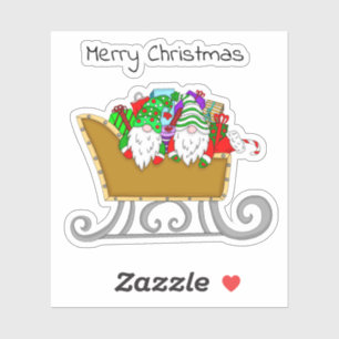 Merry Christmas   Gnomes in a Festive Sled