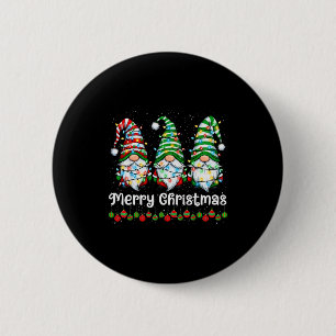 Merry Christmas Gnomes Light Family Gnome Xmas Mat 6 Cm Round Badge