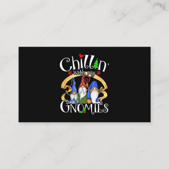 Merry Christmas Gnomes Old Gnome Business Card (Front)