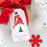 Merry Christmas Gnomes Personalised Gift Tags<br><div class="desc">Cute personalised holiday gift tags featuring two funny Scandinavian-style gnomes (one on each side) with a seasonal red,  green and gold hats. You can easily personalise the "Merry Christmas" greeting and your name at the bottom.</div>