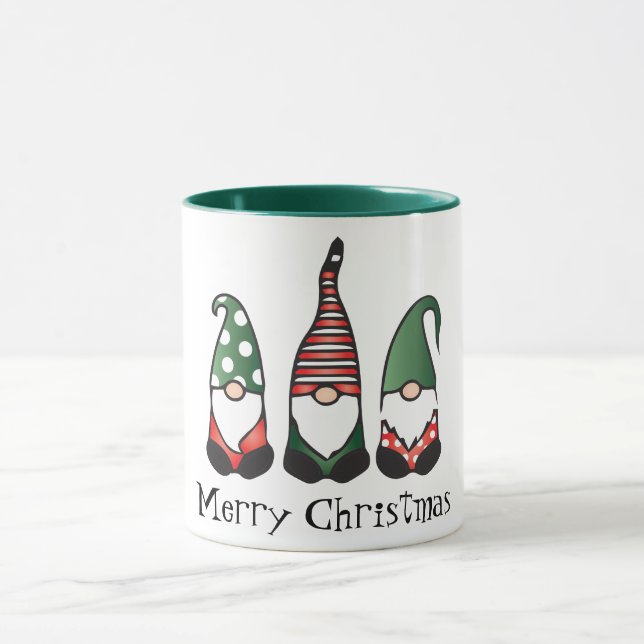 Merry Christmas Gnomes Red Green Mug (Center)