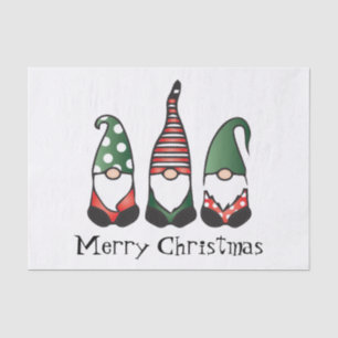 Merry Christmas Gnomes Red Green Tissue Paper