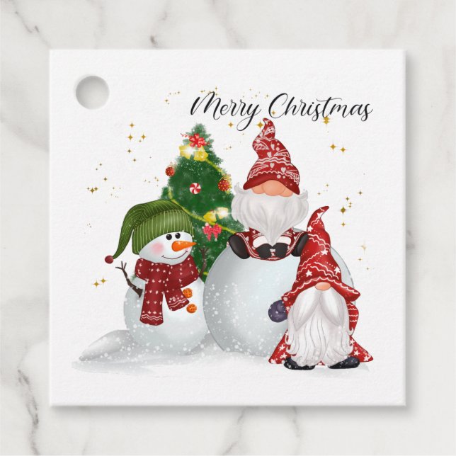 Merry Christmas Gnomes Snowmen Gift tags (Front)