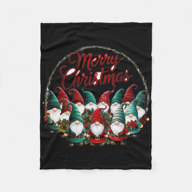 Merry Christmas Gnomes T Shirt  Fleece Blanket (Front)