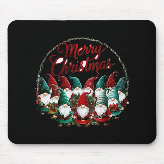 Merry Christmas Gnomes T Shirt  Mouse Mat (Front)