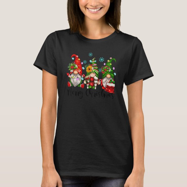 Merry Christmas Gnomes Three Gnomes Happy Christma T-Shirt (Front)