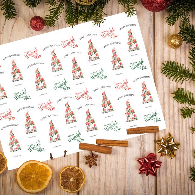 Merry Christmas Gnomes Tree Wonderful Time Year Tissue Paper (Creator Uploaded)