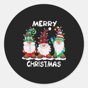 Merry Christmas Gnomes Xmas Family Men Women  Classic Round Sticker