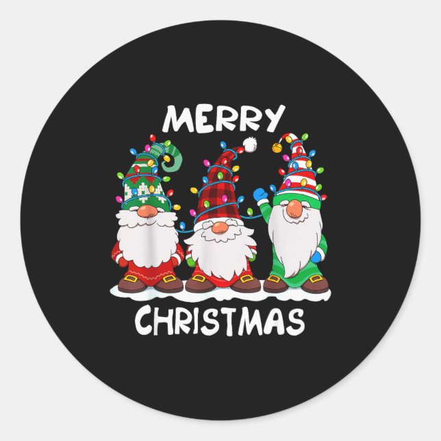 Merry Christmas Gnomes Xmas Family Men Women  Classic Round Sticker (Front)
