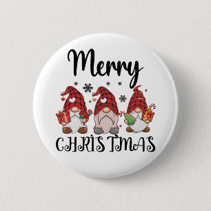 Merry Christmas Gnomies Christmas Gnomes  6 Cm Round Badge
