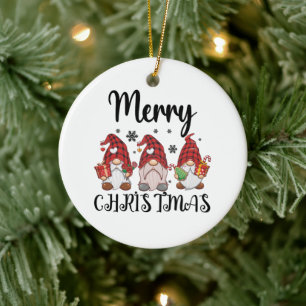 Merry Christmas Gnomies Christmas Gnomes  Ceramic Tree Decoration