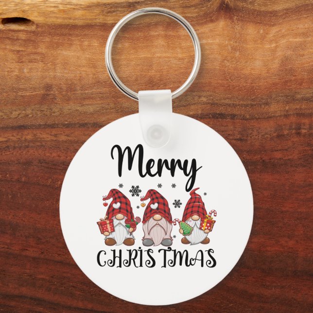 Merry Christmas Gnomies Christmas Gnomes  Key Ring (Front)