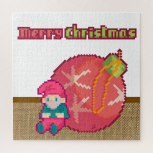 Merry Christmas Gnoom Pixel Art Jigsaw Puzzle