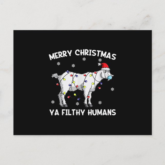 Merry Christmas Goat Face Mask Goat Santa Announcement Postcard (Front)
