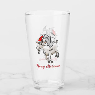 Merry Christmas Goat Glass
