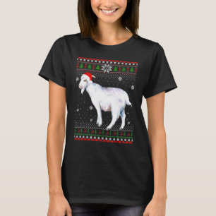 Merry Christmas Goat Hat Santa In Snow Ugly Sweat T-Shirt