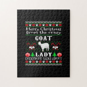 Merry Christmas Goat Lady Ugly Gift Jigsaw Puzzle