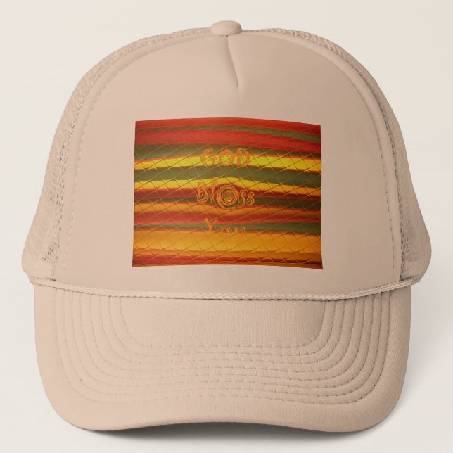 Merry Christmas God Bless You Colors Design Trucker Hat (Front)
