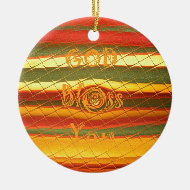 Merry Christmas God Bless You Colours Design Ceramic Tree Decoration (Front)