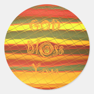 Merry Christmas God Bless You Colours Design Classic Round Sticker