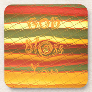 Merry Christmas God Bless You Colours Design Coaster