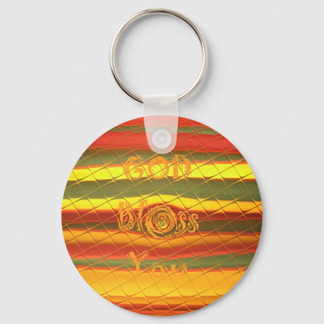 Merry Christmas God Bless You Colours Design Key Ring (Front)