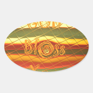 Merry Christmas God Bless You Colours Design Oval Sticker