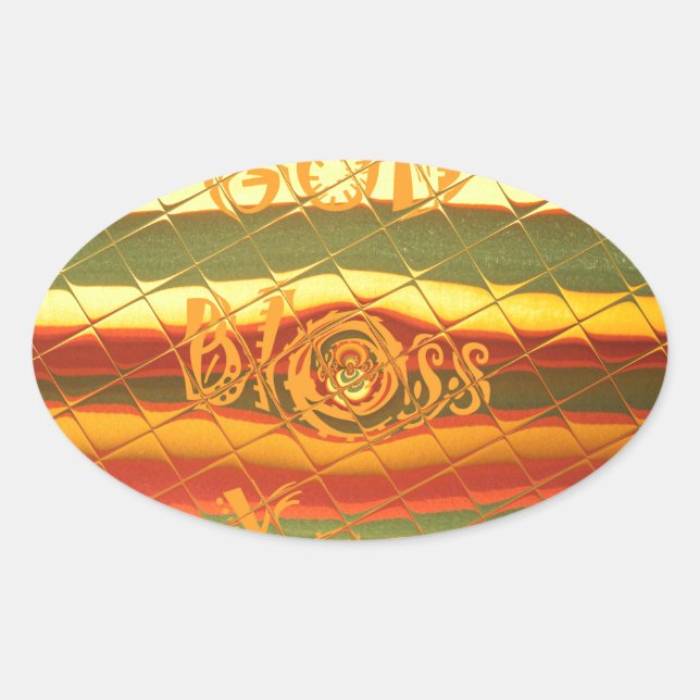 Merry Christmas God Bless You Colours Design Oval Sticker (Front)