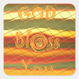 Merry Christmas God Bless You Colours Design Square Sticker