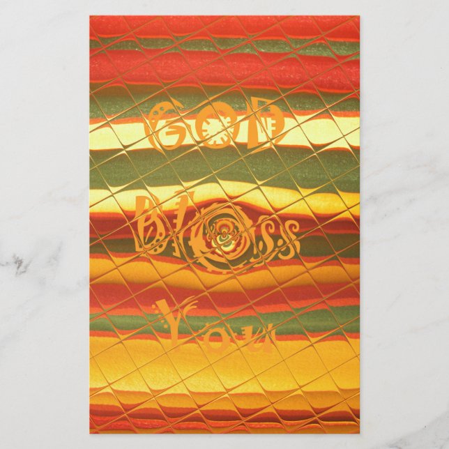Merry Christmas God Bless You Colours Design Stationery (Front)