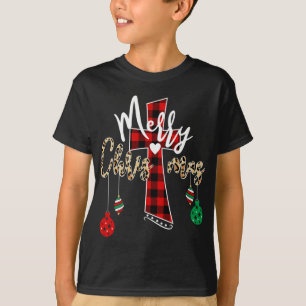 Merry Christmas God Cross Christian Buffalo Plaid T-Shirt