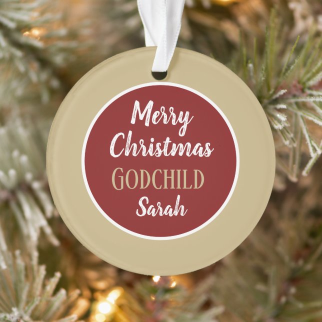 Merry Christmas Godchild personalised ornament (Tree)