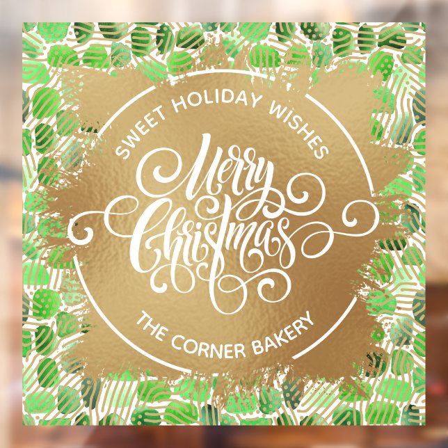 Merry Christmas Gold and Green Window Cling (Sheet 2)