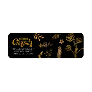 Merry Christmas Gold Arch Black Elegant Address