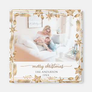 Merry Christmas Gold Arch Elegant Photo  Magnet