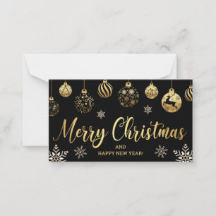 merry christmas gold black ornaments snowflakes   card