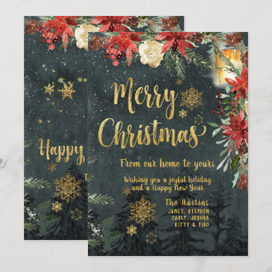 Merry Christmas Gold Calligraphy Holiday Card