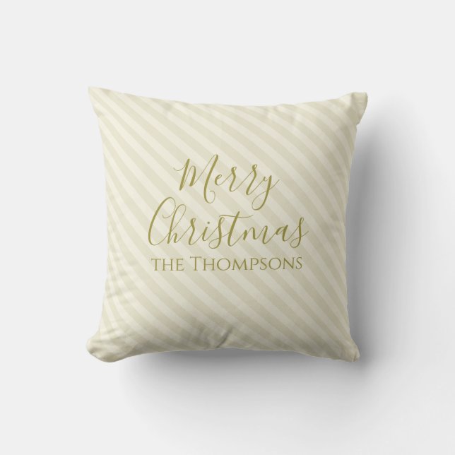 Merry Christmas Gold Calligraphy Script Cushion (Front)
