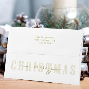 Merry Christmas Gold Calligraphy Script Simple Envelope