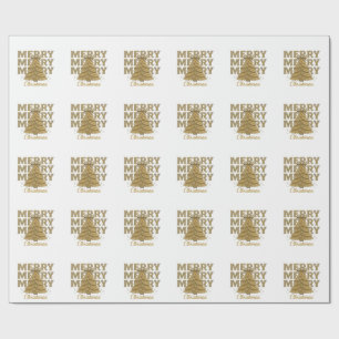 Merry Christmas Gold Christmas Tree Wrapping Paper