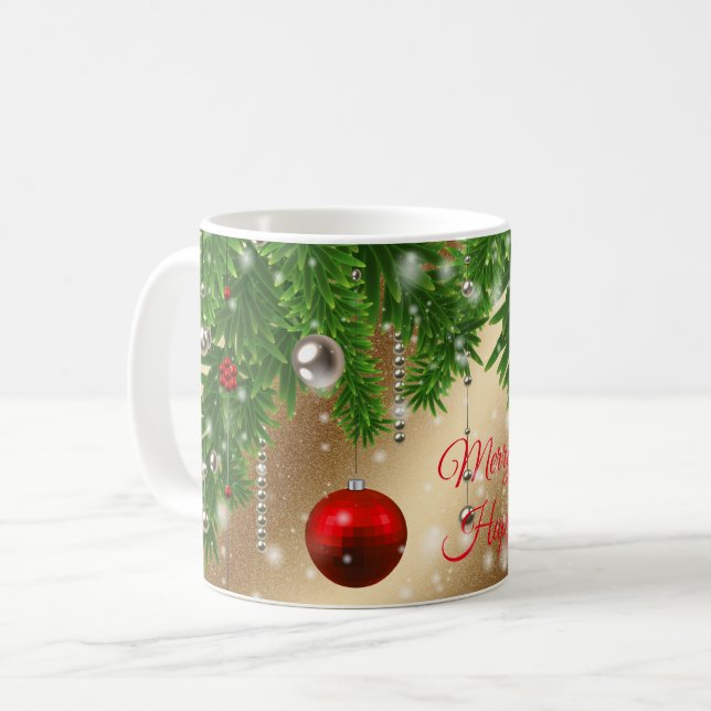 Merry Christmas Gold Coffee Mug (Front Left)
